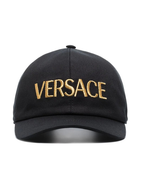  Versace Embroidered-logo Cotton Cap - Black 