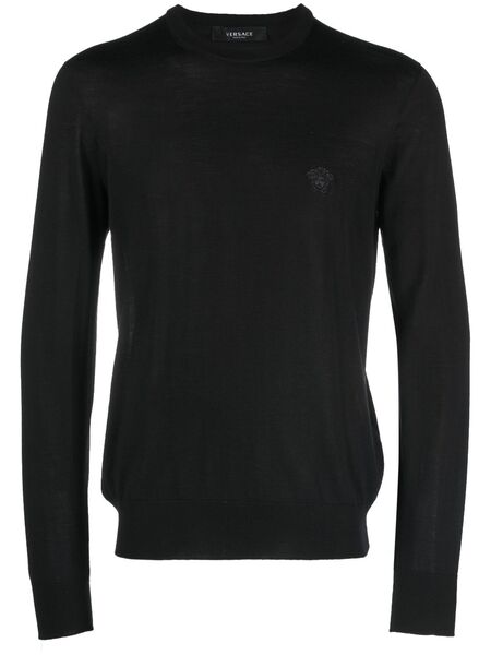  Versace Embroidered Wool-blend Jumper - Black 