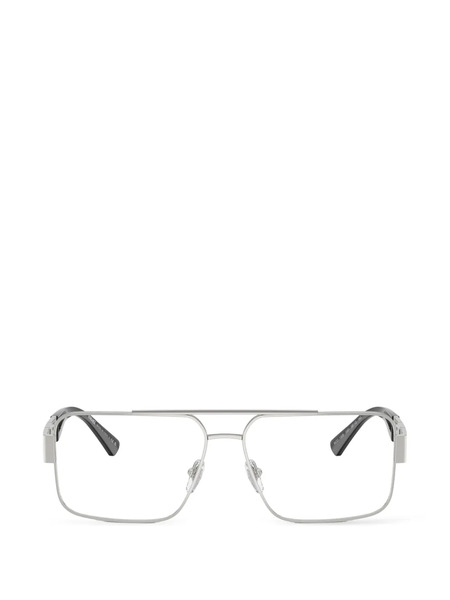  Versace Eyewear Rectangle Logo Glasses - Silver 