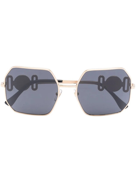  Versace Eyewear Temple Hexagonal-frame Sunglasses - Gold 