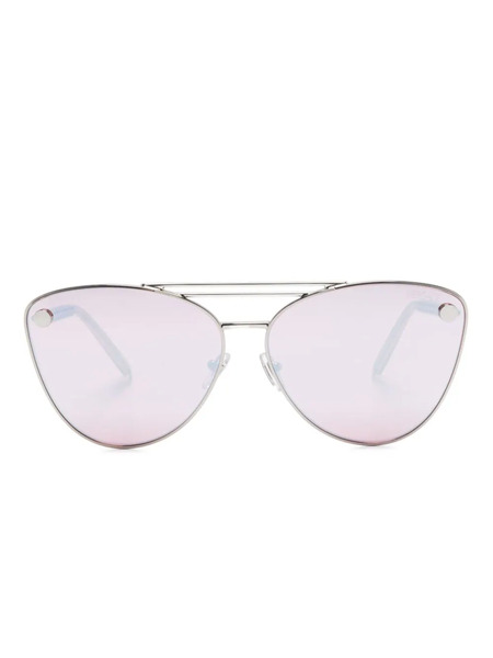  Versace Eyewear Tubular-greca Cat-eye Sunglasses - Silver 