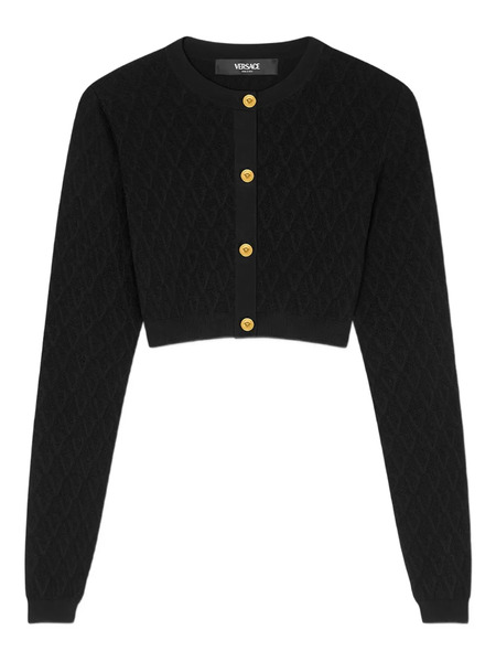  Versace Geometric-pattern Cropped Cardigan - Black 