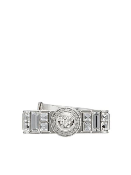 Versace Gianni Ribbon Crystal Ring - Silver 