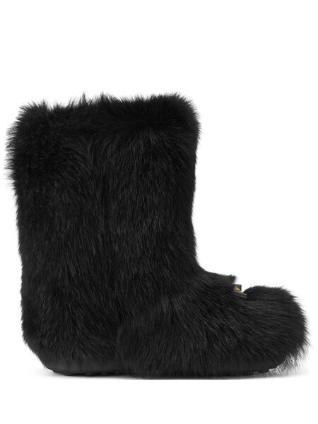  Versace Gianni Ribbon Shearling Boots - Black 