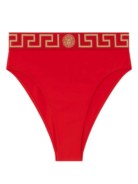  Versace Greca Border High-waist Bikini Bottoms - Red 