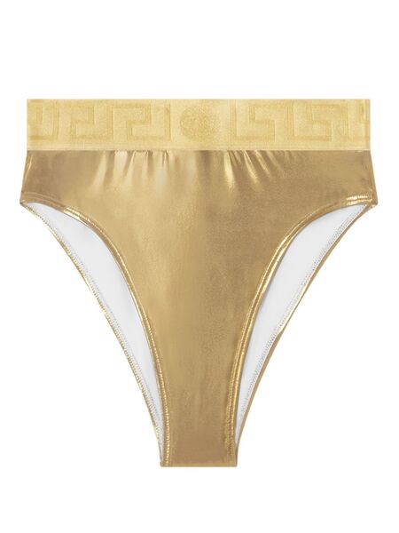  Versace Greca Border Metallic Bikini Bottoms - Gold 