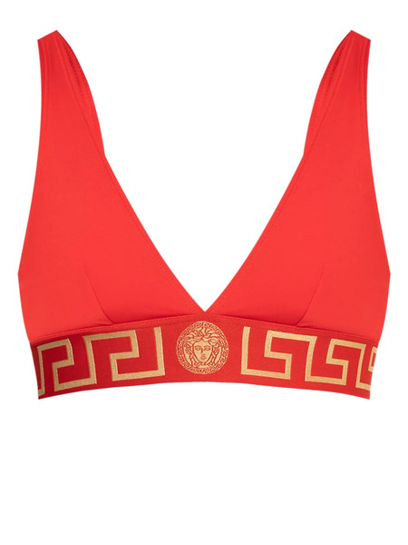  Versace Greca-detail Bikini Top - Red 