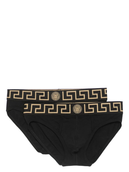  Versace Greca-detail Boxer Briefs (pack Of Two) - Black 