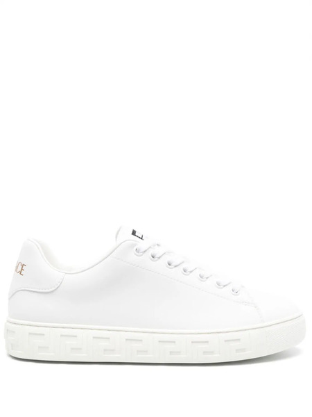  Versace Greca-embossed Leather Sneakers - White 
