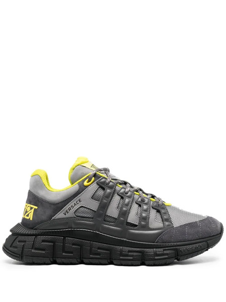  Versace Greca Panelled Slip-on Sneakers - Grey 