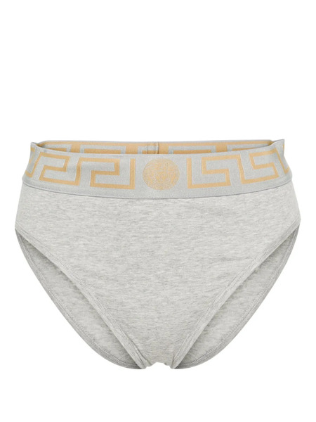 Versace Greca-waistband Cotton Briefs - Grey 