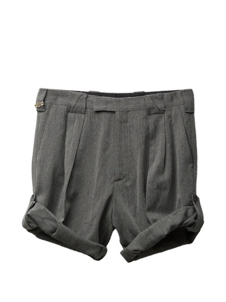  Versace Herringbone Wool Crêpe Formal Shorts - Grey 