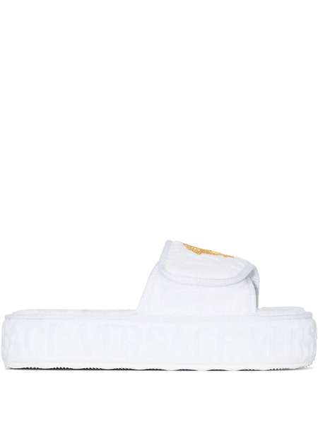  Versace Home Medusa Head Platform Slippers - White 