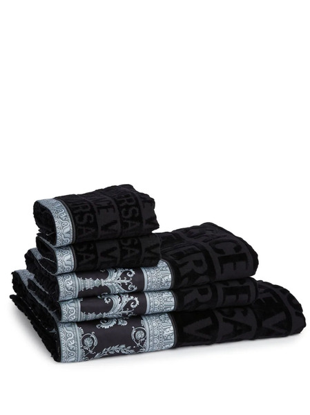  Versace I Love Baroque Towel (set Of Five) - Black 