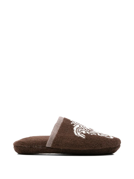  Versace Jacquard Medusa Slippers - Brown 