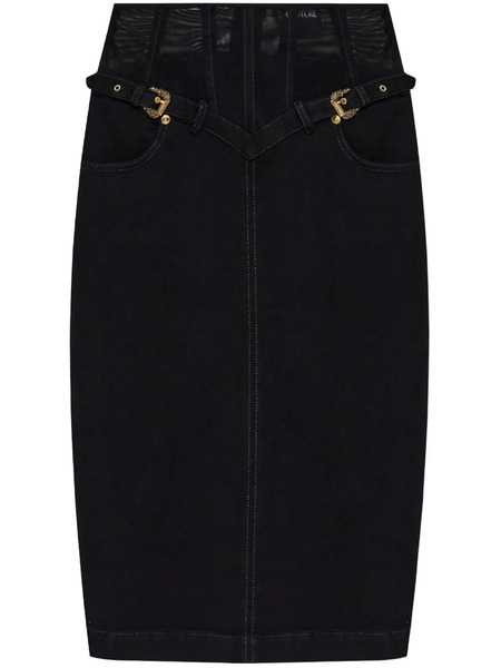  Versace Jeans Couture Barocco-buckle Denim Skirt - Black 