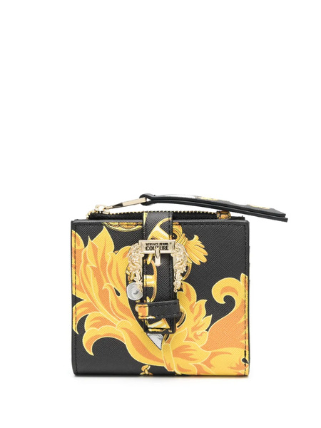  Versace Jeans Couture Baroque-pattern Print Leather Wallet - Gold 