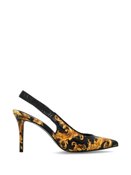  Versace Jeans Couture Baroque-pattern Slingback Pumps - Black 