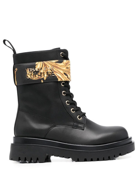  Versace Jeans Couture Baroque-print Ankle Boots - Black 
