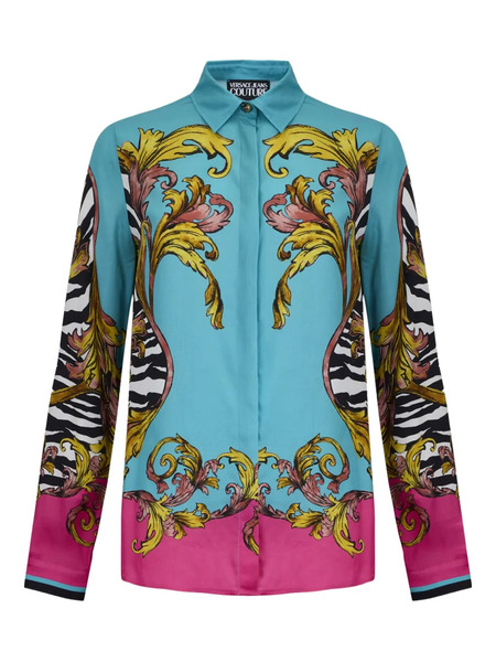  Versace Jeans Couture Baroque-print Button-up Shirt - Blue 