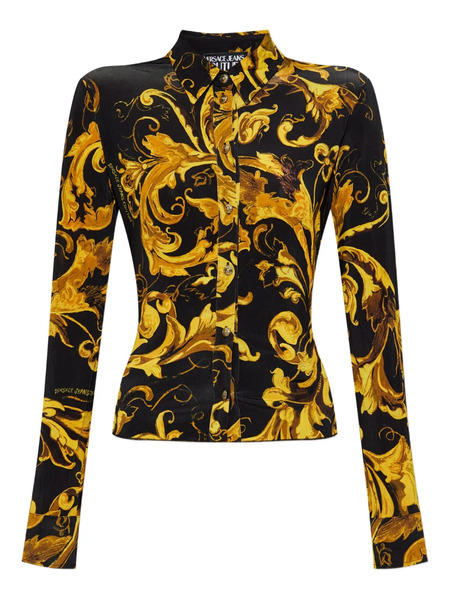  Versace Jeans Couture Baroque-print Long-sleeve Shirt - Yellow 