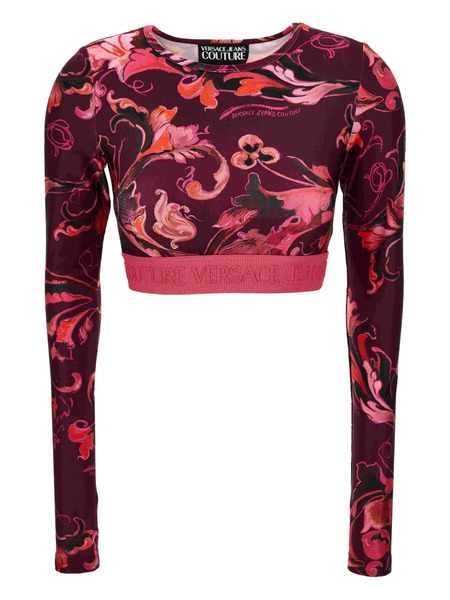  Versace Jeans Couture Baroque-print Long-sleeve Top - Pink 