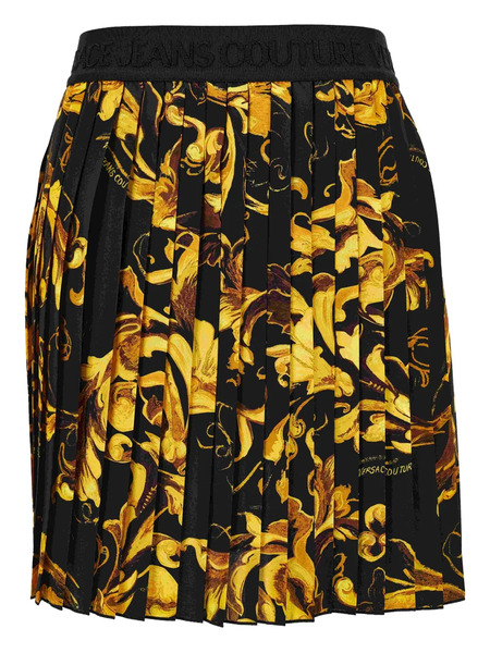  Versace Jeans Couture Baroque-print Pleated Mini Skirt - Black 