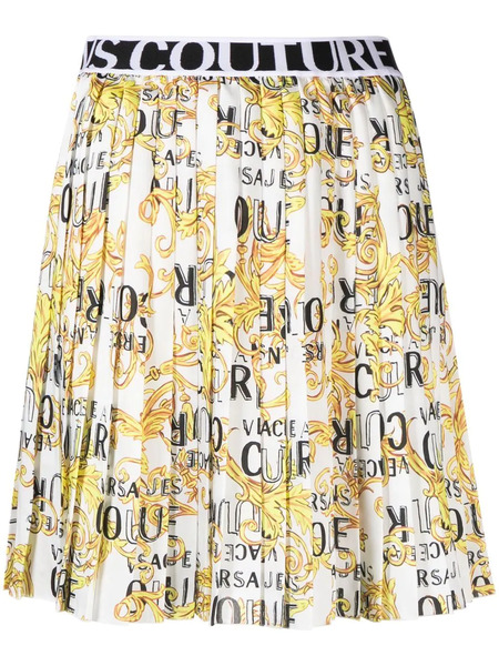  Versace Jeans Couture Baroque-print Pleated Skirt - White 