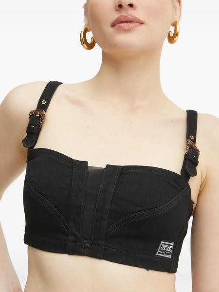  Versace Jeans Couture Buckle-strap Bustier Top - Black 