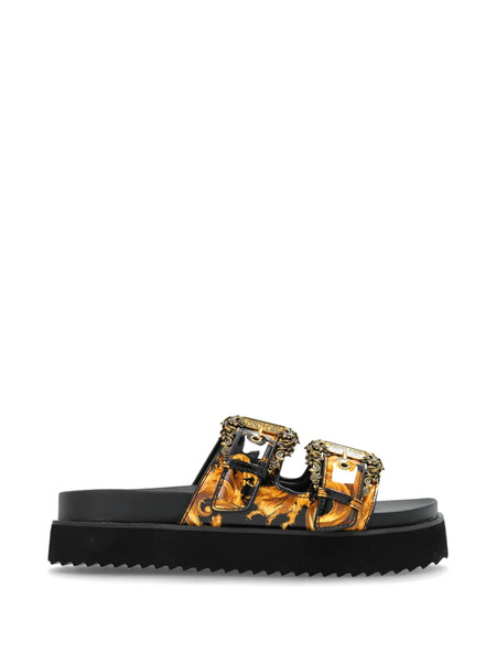  Versace Jeans Couture Buckled Barocco-print Sandals - Black 