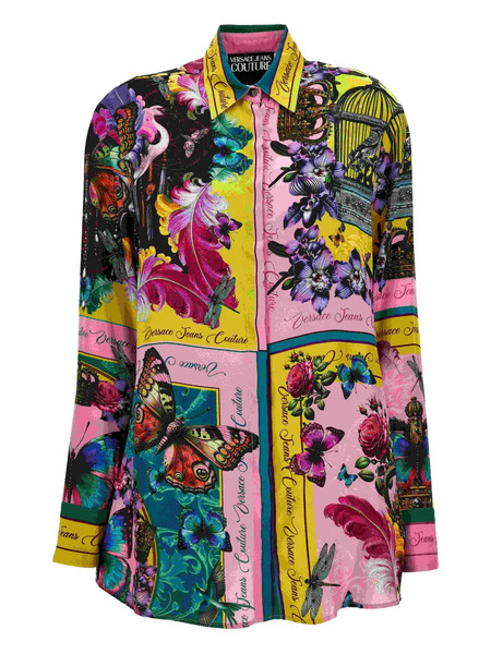  Versace Jeans Couture Butterfly-print Panelled Shirt - Pink 