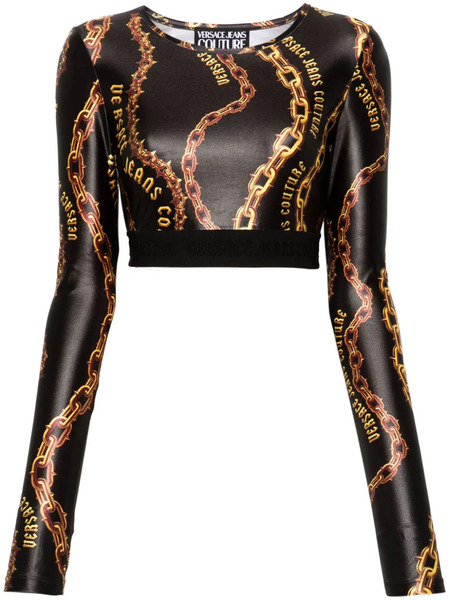  Versace Jeans Couture Chain Couture Crop Top - Black 