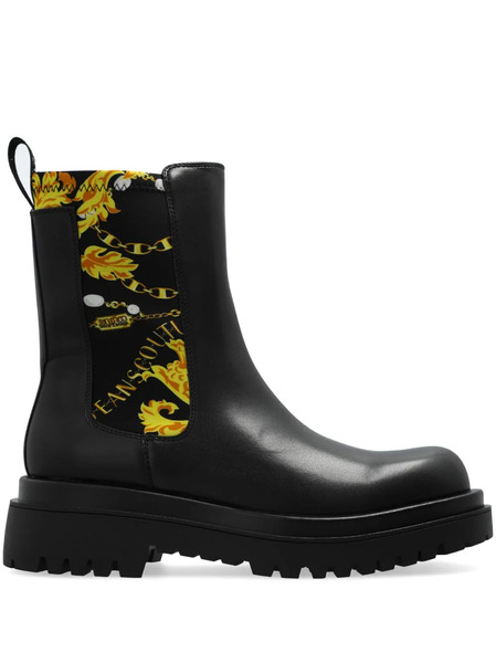  Versace Jeans Couture Chain Couture-print Boots - Black 
