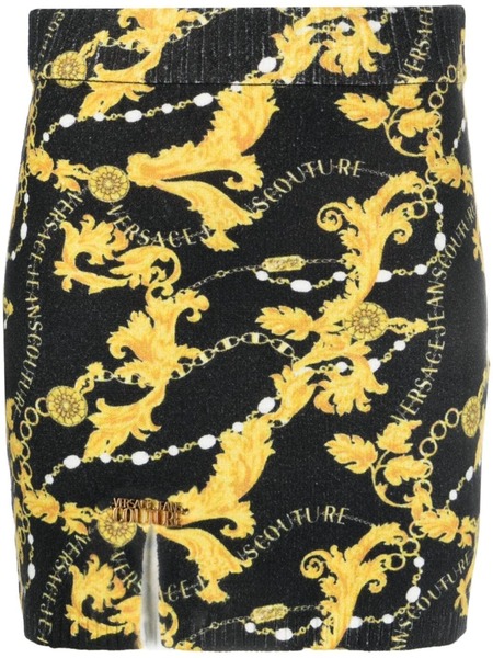  Versace Jeans Couture Chain Couture-print Knitted Miniskirt - Black 