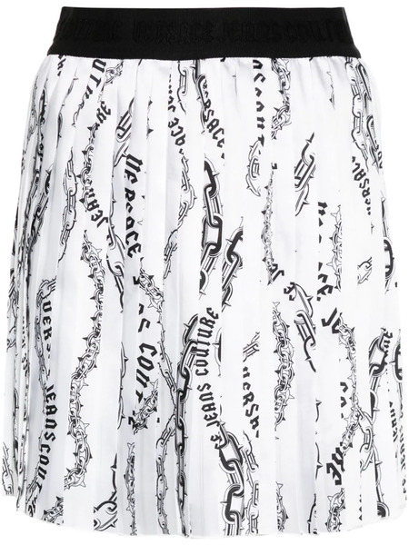  Versace Jeans Couture Chain Couture-print Pleated Skirt - White 