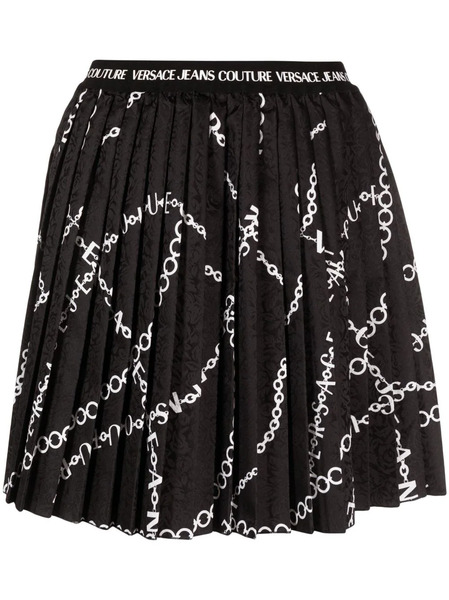  Versace Jeans Couture Chain-link Print Pleated Skirt - Black 