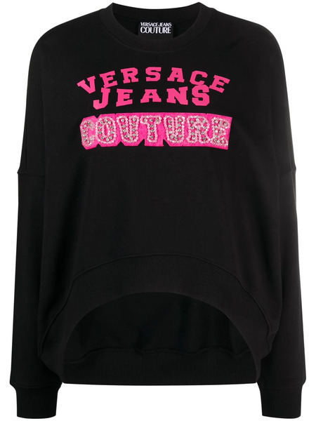  Versace Jeans Couture Crystal-embellished Logo-print Sweatshirt - Black 