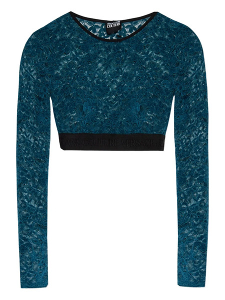  Versace Jeans Couture Floral-lace Cropped Top - Blue 