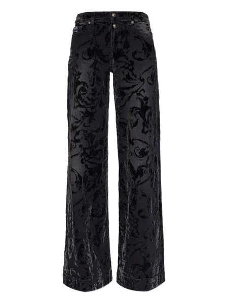  Versace Jeans Couture Floral-pattern Flared Jeans - Black 