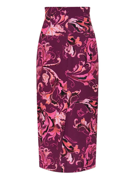  Versace Jeans Couture Floral-print Midi Skirt - 317 Pink 