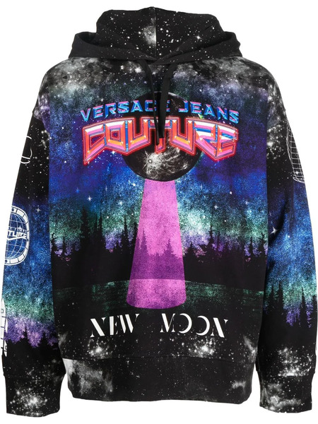  Versace Jeans Couture Graphic-print Drawstring Hoodie - Black 