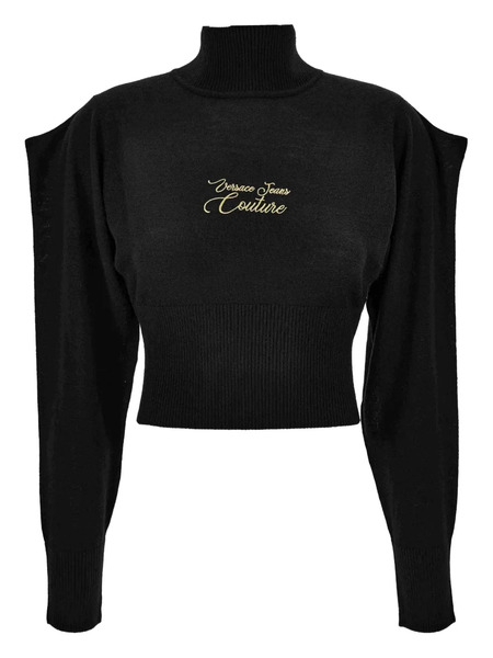 Versace Jeans Couture High-neck Puff-sleeve Sweater - Black 
