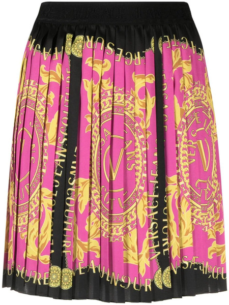  Versace Jeans Couture Logo Couture Pleated Miniskirt - Pink 