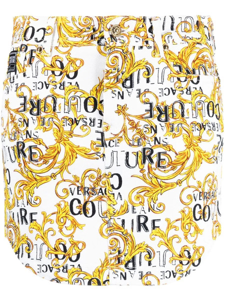  Versace Jeans Couture Logo Couture-print Denim Miniskirt - White 