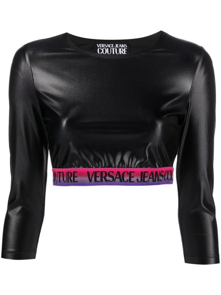  Versace Jeans Couture Logo Cropped Top - Black 