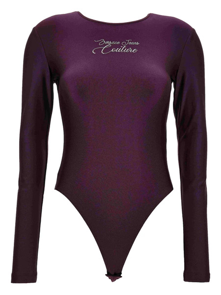  Versace Jeans Couture Logo-embellished Long-sleeve Bodysuit - Purple 
