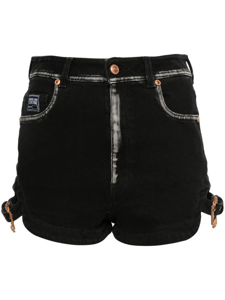  Versace Jeans Couture Logo-engraved Denim Shorts - Black 