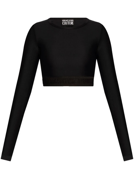  Versace Jeans Couture Logo-hem Cropped Top - Black 