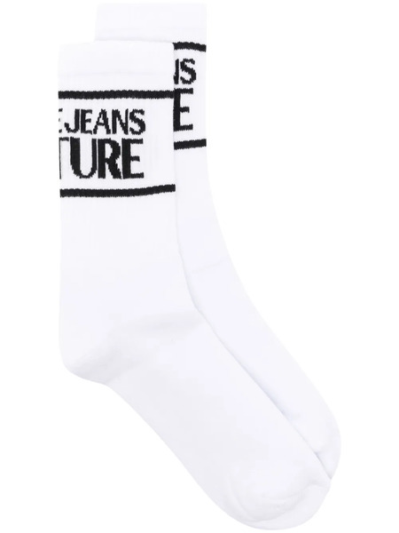  Versace Jeans Couture Logo-intarsia Knitted Socks - White 
