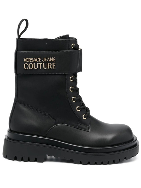  Versace Jeans Couture Logo-lettering Combat Boots - Black 